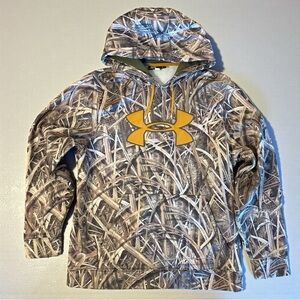 Under Armour Storm Hoodie Men’s Medium Mossy Oak Shadow Grass Blades Camo Loose